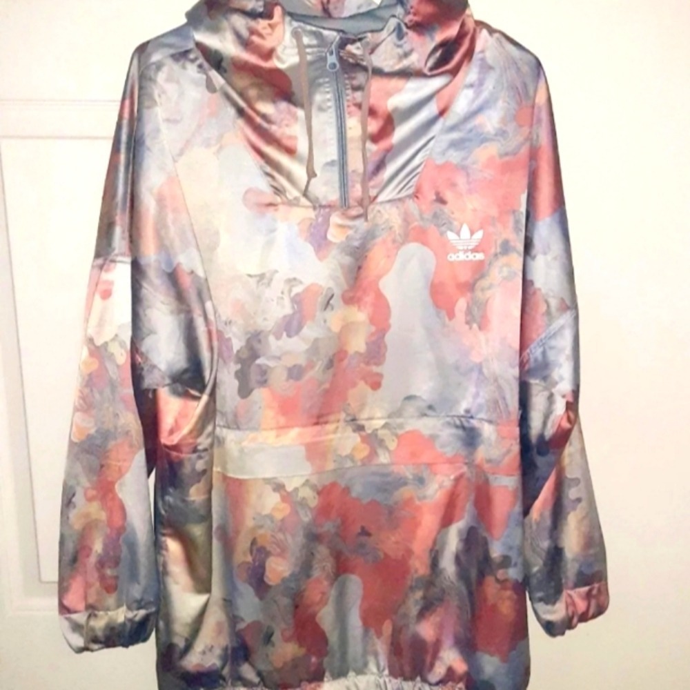 Adidas Multicolor Abstract Print Windbreaker Jacket
